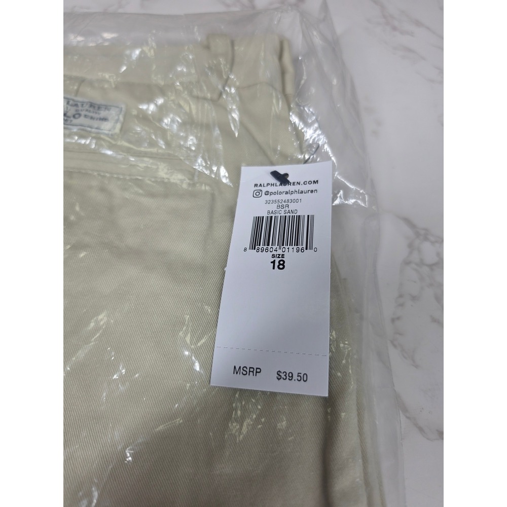 Ralph Lauren Kids Classic Polo Chino Shorts Size 18 Basic Sand Khaki NWT - Picture 4 of 5